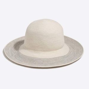J.CREW CREAM BRIMMED HAT WITH TRIM 100% COTTON SIZE SMALL-MEDIUM